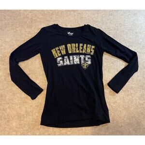 New Orleans Saints Black Gold Long Sleeve Tshirt Fleur De Lis Size Medium